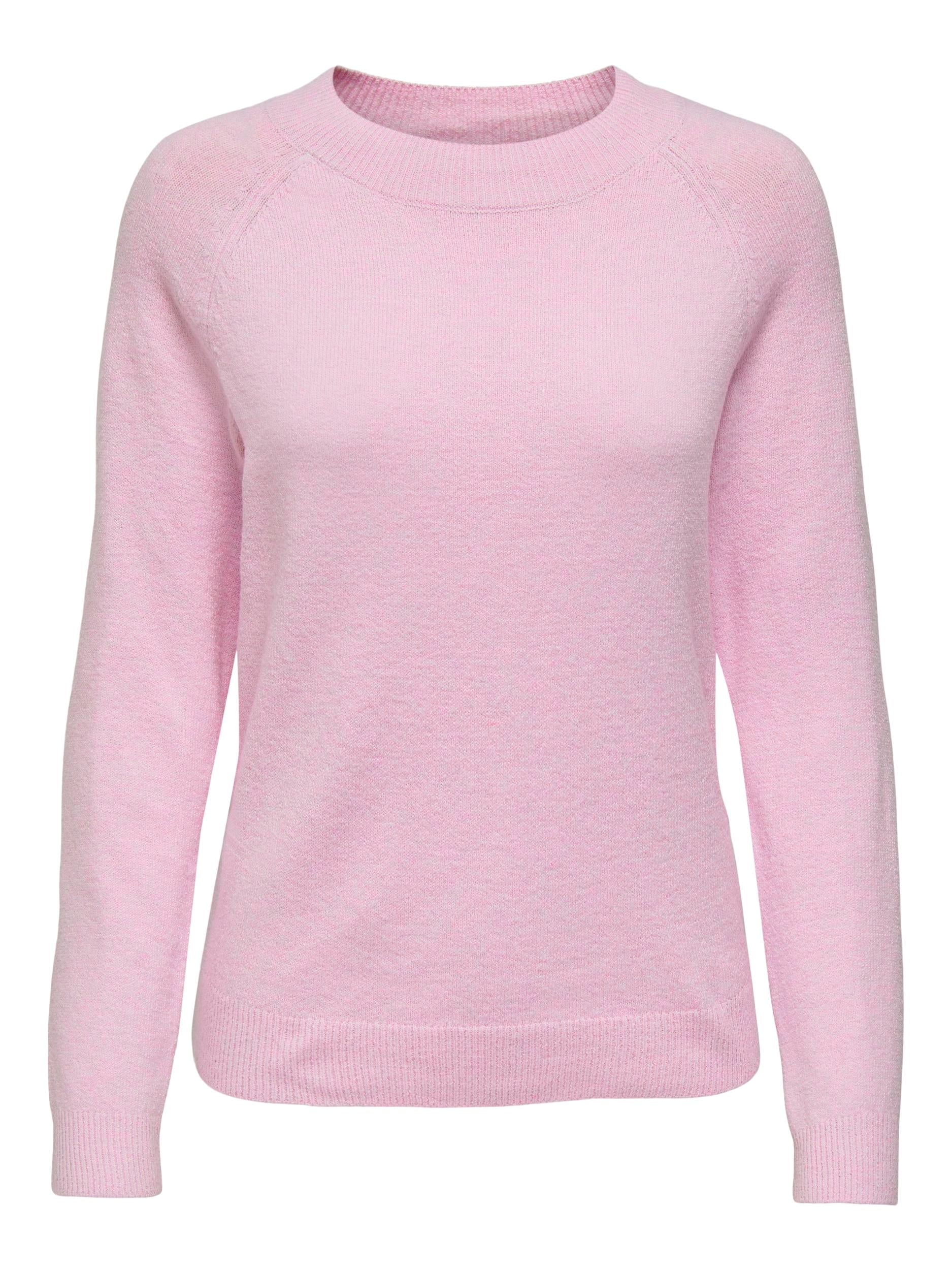 ONLY Pullover 'Rica Life', O-Neck, Langarm, Unifarben, Rosa