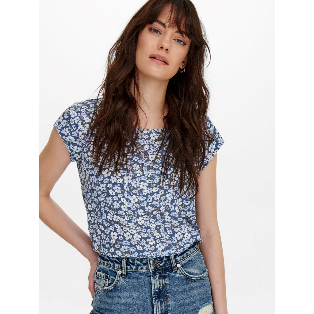ONLY Shirt \'Vic AOP\' Blau Allover in Stylaholic mit Shop The Blumenprint –